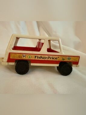 1979 Fisher-Price Kids Toy Scout 4x4 SUV - White and Red Camping Series